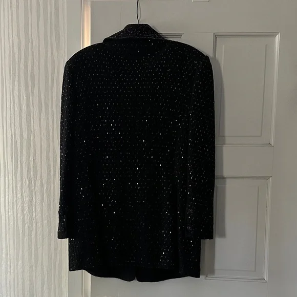 St. John Black Sequin Blazer - Picture 6 of 12